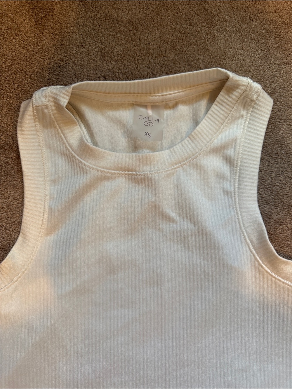 Women’s Ribbed Cream Tank Top - Picture 2 of 6